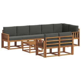vidaXL Conjunto De Sof&aacute;s De Exterior 9 Pcs Natural Y Antracita Vidaxl