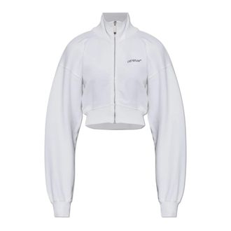 Off-white Zip-throughs, female, White, Size: M Cropped Zip-Up Sweatshirt