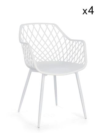 Konte Design Conjunto de 4 sillas de polipropileno y acero blanco