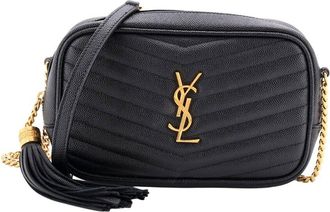 Saint Laurent Black Matelasse Chevron Leather Lou Camera Bag Mini (Authentic Pre-Loved)