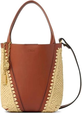 Chlo&eacute; Tassen, Dames, Bruin, ONE Size, Leer, Marcie Raffia Tote Bag