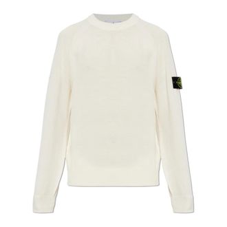 Stone Island Wool Sweater - Heren - Ronde hals truien - Beige - XL - Wol - Truien & Vesten
