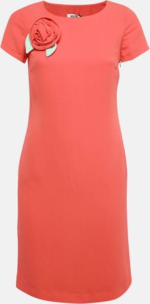 Moschino Cheap And Chic Red Chiffon Corsage Rose Detail Shift Dress