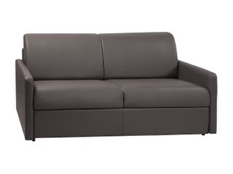 Vente-Unique Sof&aacute; cama italiano de 3 plazas de piel sint&eacute;tica CALIFE - Gris - Cama 140 cm - Colch&oacute;n 14 cm