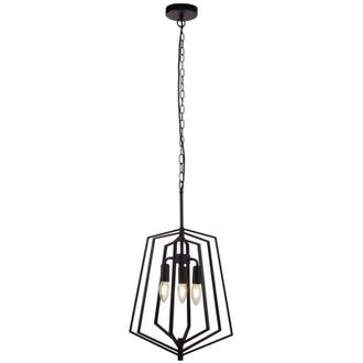 Searchlight Slinky - Sospensione a soffitto a gabbia nera opaca regolabile in metallo a 3 luci - Searchlight