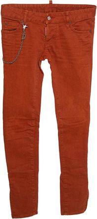 Dsquared2 Rust Orange Denim Chain Detail Slim Fit Jeans