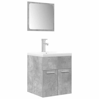 Berkfield Home 3 Piece Bathroom Furniture Set Concrete Grey Engineered Wood
