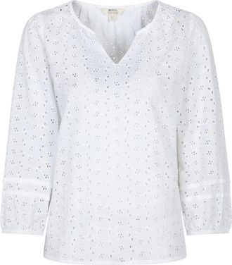 Mountain Warehouse Broderie Lightweight 3/4 Sleeve Casual Shirt in White at Nordstrom, Size 12
