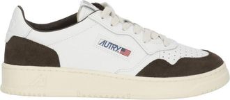 Autry White Blue Suede Logo Details Low-Top Sneakers