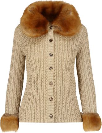 Saint Laurent Cardigan In Maglia E Shearling