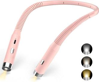 OEM L&aacute;mpara De Lectura Recargable Para El Cuello, 3 Colores Y 3 Niveles De Brillo, Plegable 360 Grados, Led Usb, Tejer Y Acampar, Rosa
