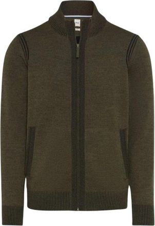 Brax Style Jake Cardigan - Heren - Vesten - Groen - L - Katoen - Truien & Vesten