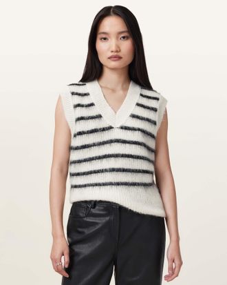 AllSaints Womens Polyamide/Wool Riga Relaxed Fit Tank Top, Size: L