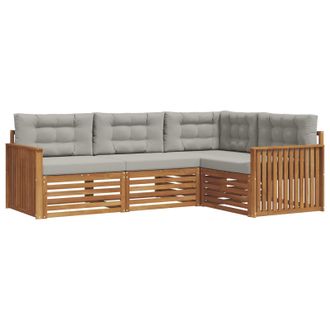 vidaXL Set Di Divani Da Esterno 4 Pz Grigio Naturale E Chiaro Vidaxl