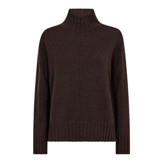 Mos Mosh Cashmere Highneck Knit - Dames - Cashmere truien - Bruin - XL - Kasjmier - Truien & Vesten