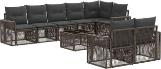 vidaXL Conjunto De Sof&aacute;s De Jard&iacute;n 9 Uds. Gris Y Gris Oscuro Vidaxl