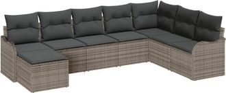 vidaXL Garden Sofa Set with Cushion 8 pcs Grey Poly rattan vidaXL