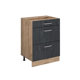 Vicco Mueble Bajo De Cocina R-line, Hormig&oacute;n Negro, 60 Cm Sin Encimera