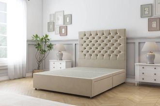 Sloomy Mayfair Coniston Divan Base 2 Drawers Same Side - 26 Headboard in Cream | Size: Single