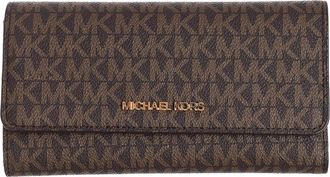 Michael Kors Omslag Leren Portemonnee met Ritsvak - Dames - Portefeuilles - Bruin - ONE Size - Leer - Accessoires