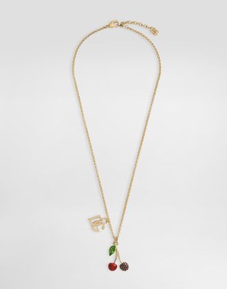 Dolce & Gabbana Necklace With Dg Logo And Cherry Charms - Woman Bijoux Gold Metal Onesize