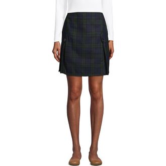 Lands End School Uniform Young Side Pleat Plaid Skort Above the Knee in Plaid Classic Navy/evergreen at Nordstrom, Size 6