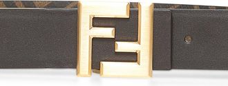 Fendi Mens Belt Squared Ff Brown Leather Calf