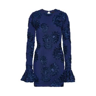 Rotate ROTATE Birger Christensen, Short Dresses, female, Blue, Size: XS Navy Blazer 3D Mesh Mini Dress