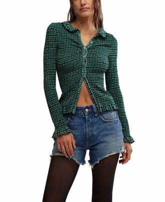 Free People Caught A Feeling Cardigan In Green Combo