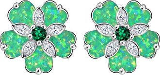 Liv Oliver 18K Plated 18.75 Ct. Tw. Opal Cz Earrings