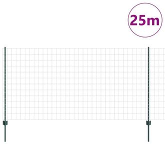 Berkfield Home Green Euro Fence with 11 U Posts Green 1, 2x25 m Steel