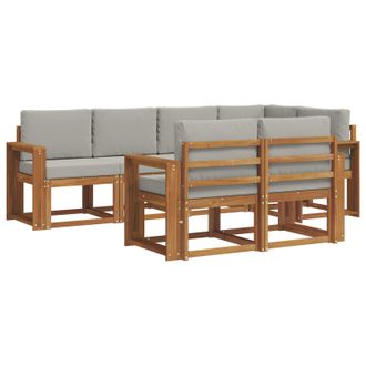 vidaXL Conjunto De Sof&aacute;s De Exterior 7 Pcs Gris Natural Y Claro Vidaxl