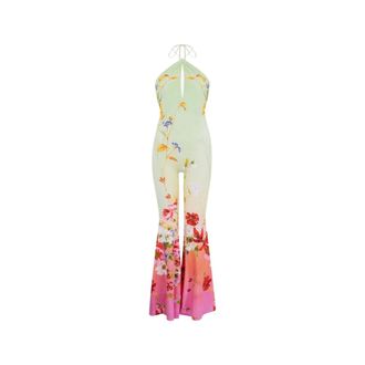 Roberto Cavalli Jumpsuits, female, Multicolor, Size: S Miami Flowers Print Jumpsuit