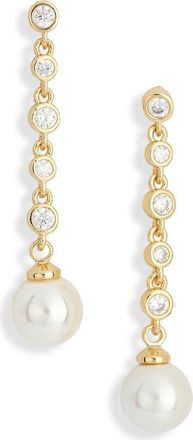 Nordstrom Rack Cubic Zirconia & Faux Pearl Drop Earrings in Clear- White- Gold at Nordstrom Rack