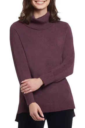Tribal Edie Cowl Neck Sweater In Eggplant