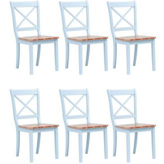 vidaXL Sillas Comedor 6 Uds Madera Maciza Caucho Gris Y Madera Claro Vidaxl