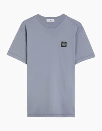 Stone Island Mens Stone Island Compass Patch Logo Neutral Light Dark Blue T-shirt - Size: 38