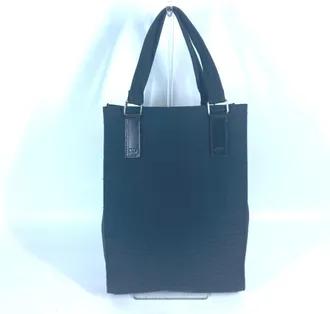 Dior Black Leather Canvas Shoulder Bag Tote Bag (Pre-Owned)