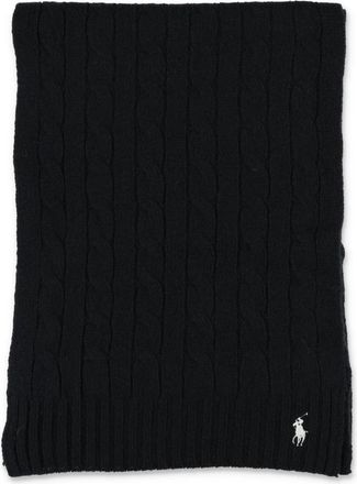 Polo Ralph Lauren Klassieke Kabel Gebreide Sjaal - Dames - Wintersjaals - Zwart - ONE Size - Accessoires