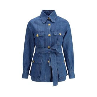 Valentino Denim Jackets, female, Blue, XS, Denim Jacket with Patch Pockets