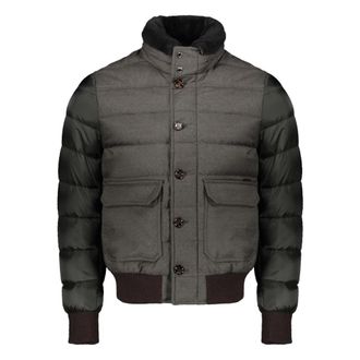 Moorer Bomberjack met Shearling Kraag - Heren - Bomber jackets - Groen - L - Wol - Jassen