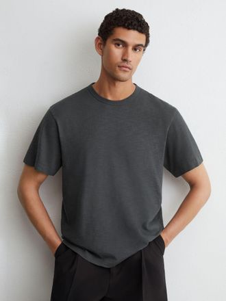 Reiss Navy Cotton Slub Relaxed-fit T-shirt, Xxl
