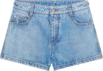 Ermanno Scervino Korte Broeken, Dames, Blauw, S, Denim, Denim Shorts met Tabaksstiksels