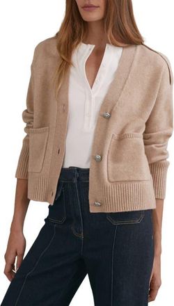 Reiss Maya V-Neck Wool-Blend Cardigan in Beige Neutral at Nordstrom, Size X-Small