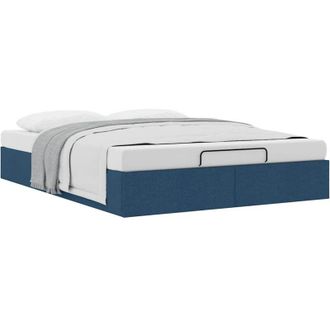 vidaXL Estructura Cama Otomana Sin Colch&oacute;n Tela Azul Pardo 140x200cm Vidaxl