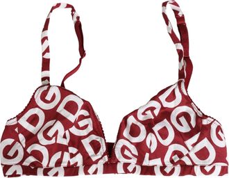 Dolce & Gabbana Womens Red Logo Monogram Cotton Soft Cup Bra Underwear White And Clothing