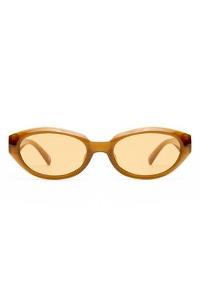 Le Specs Le Bijou 55mm Oval Sunglasses in Toffee /Mustard Mono at Nordstrom