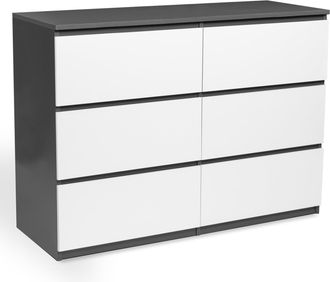 IDMarket Tomi Cassettone A 6 Cassetti Da 110 Cm In Legno Grigio E Bianco