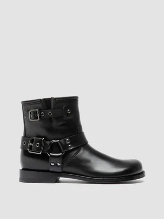 Officine Creative Emerald 016 Leather Harness Boots in Black at Nordstrom, Size 37