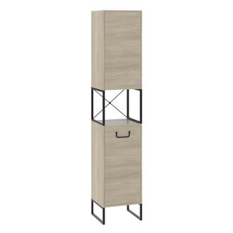 Vicco Mueble De Ba&ntilde;o Vionna, Roble/negro, 36 X 185 Cm Con 2 Puertas